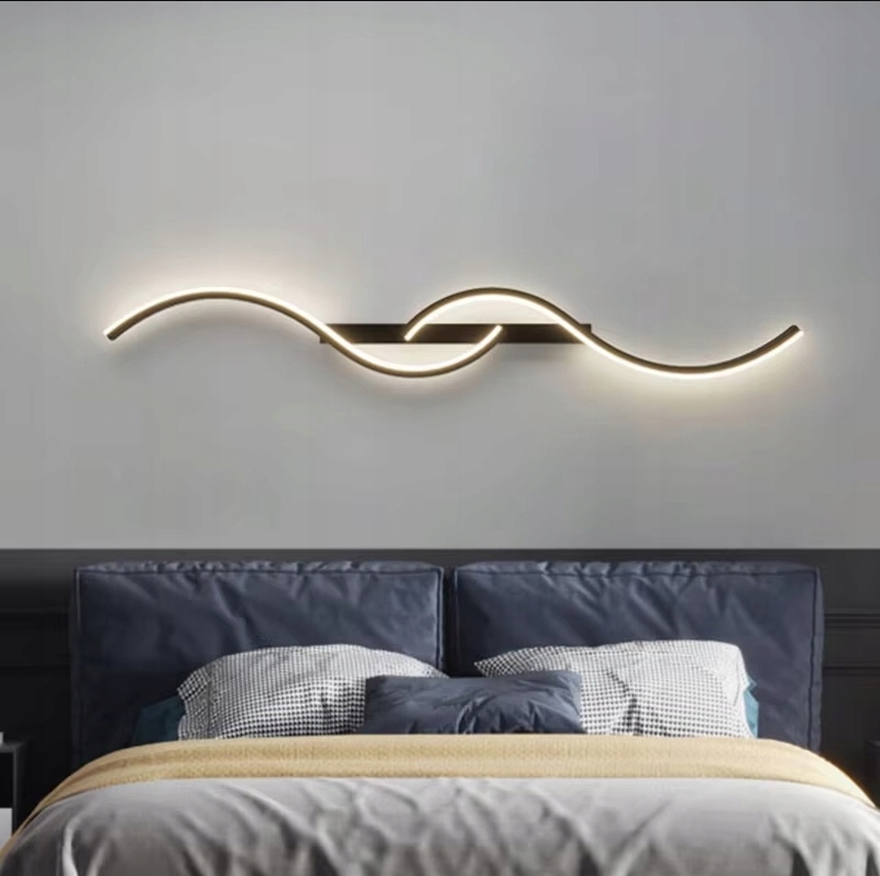 Kinkiet Czarna Lampa Liniowa Scienna Led Nowoczesna Do Salonu 2250LM