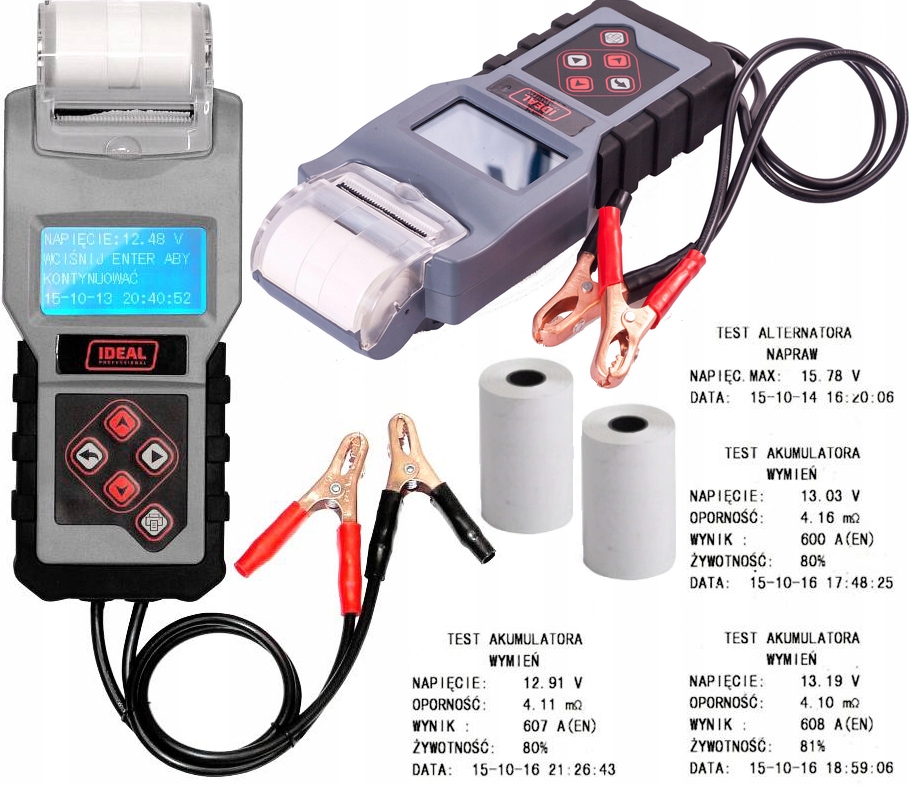 Tester akumulatorów z cyfrowy drukarką 12V IDEAL