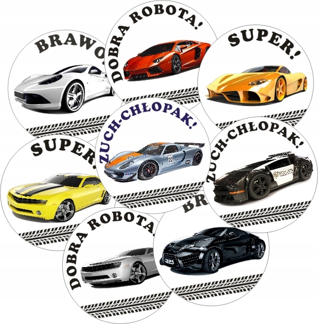 

Naklejki motywacyjne dla dzieci 3cm 54 szt. Cars 1