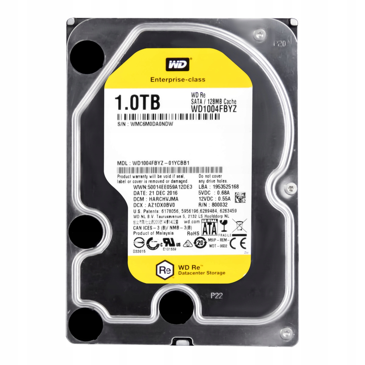 Wd Re 1TB 7,2K 128 Mb Sata III 3,5" WD1004FBYZ