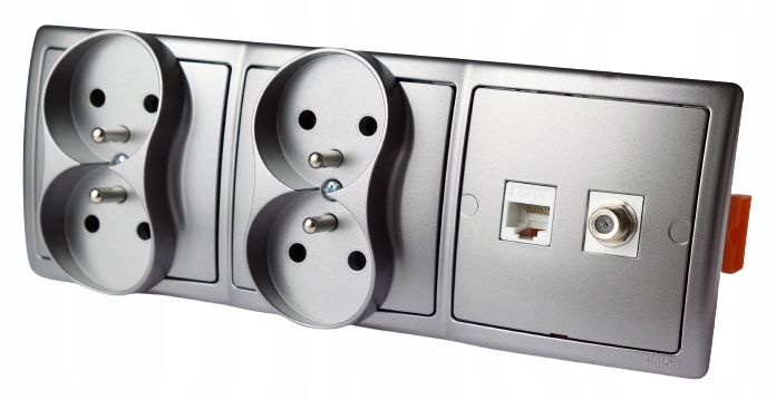 

Gniazdo 230V F RJ-45 ścienne podtynkowe terminal