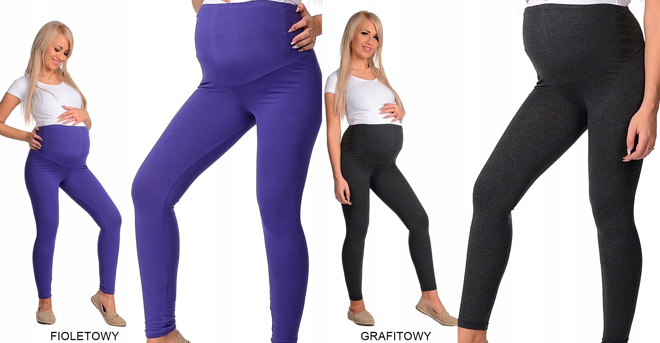 LEGGINSY CIĄŻOWE getry z panelem bawełna S/36 Kolor wielokolorowy