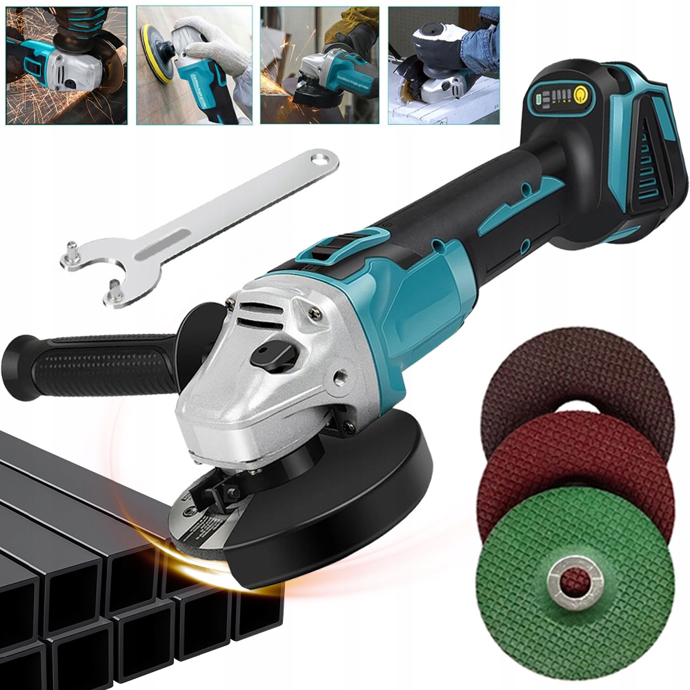 Akumulatorowa Szlifierka Kątowa Bezszczotkowa Mocna Tarcza 125MM