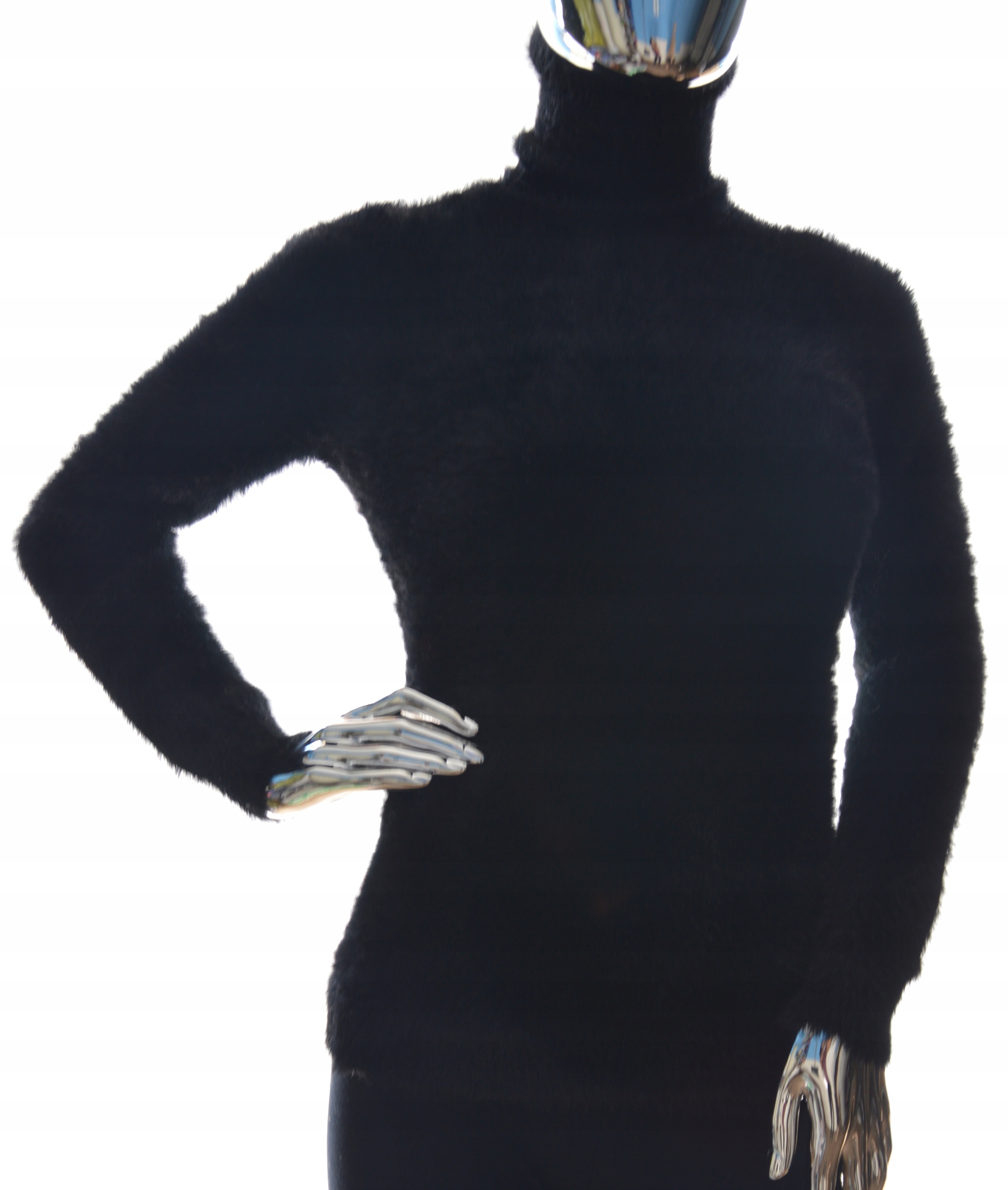 

Damski sweter z golfem golf typu alpaka czarny