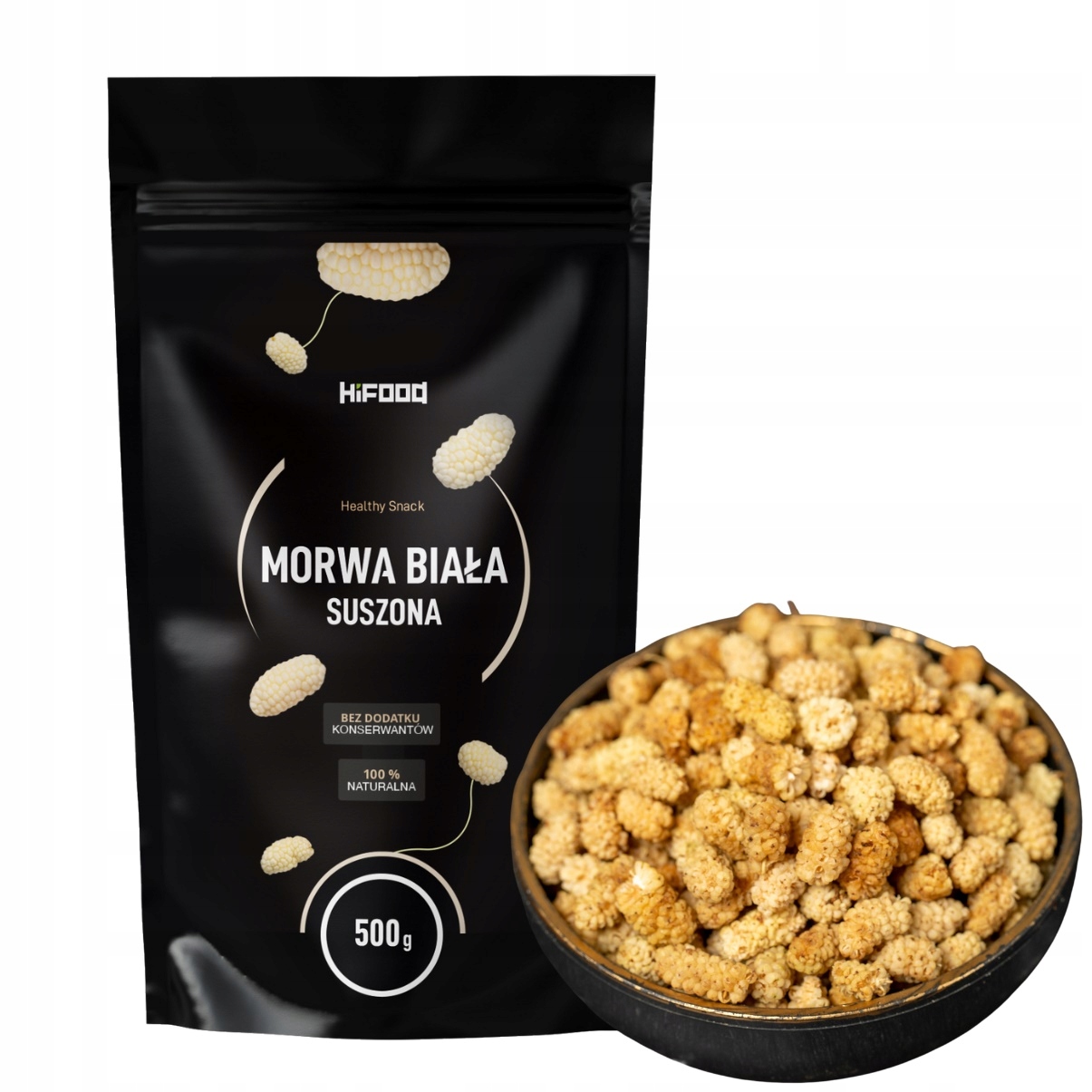 MORWA BIAŁA SUSZONA Bez Cukru 500g HiFOOD