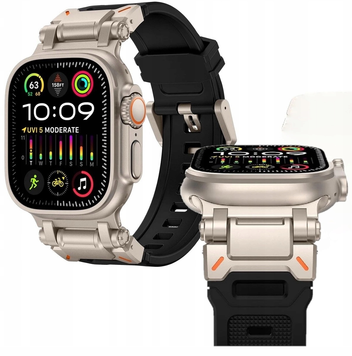 Pásek pro Apple Watch ocelovo-silikonový 1-11 Se 2/3 Ultra 2/3 44/45/46/49 mm