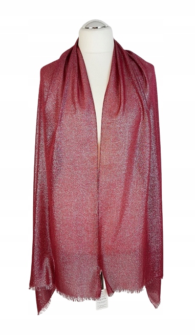 494 Elegancki SZAL na sukienkę BORDOWY SREBRZONY