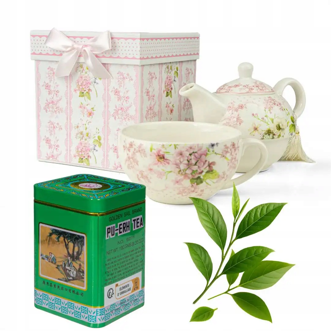 Dárková sada porcelánová konvice s hrnkem čaj Pu-Erh