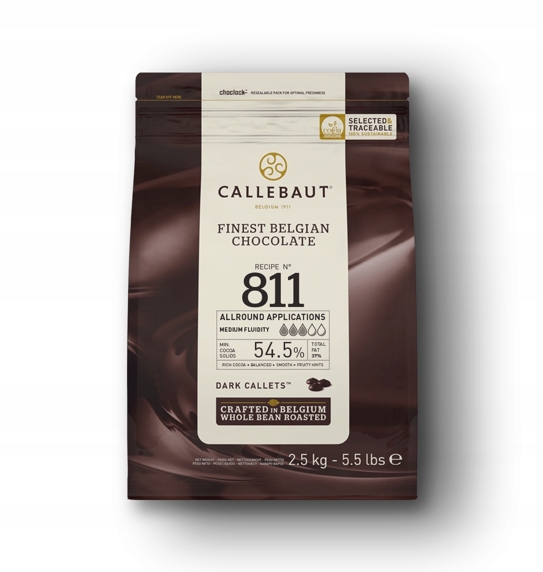 Levně Čokoláda dezertní 54,5% Callebaut Receptura 811 2,5 kg Tmavá