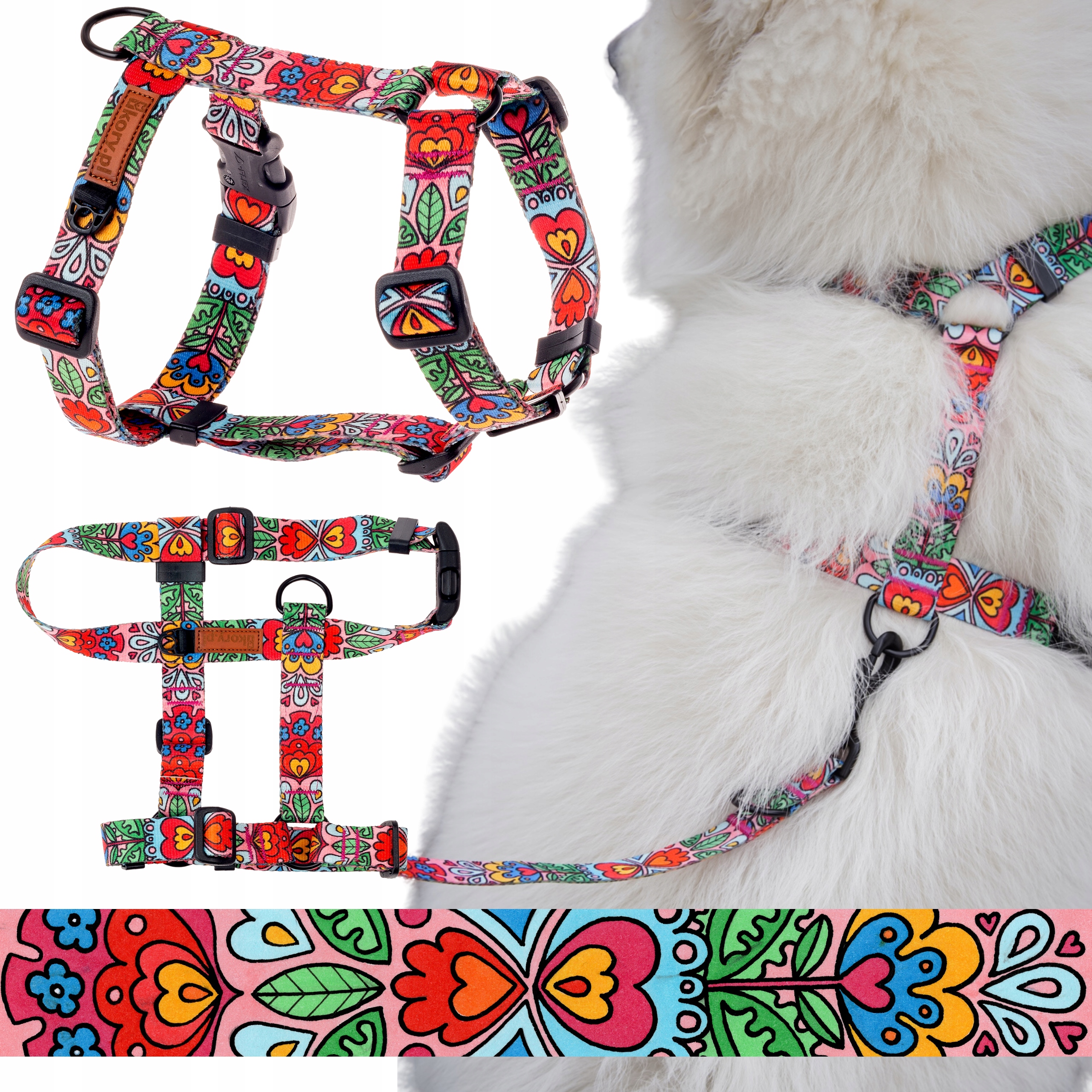 Levně Barevné postroje Guard pro velmi velkého psa dog XL 30 mm Ukory Růžové vzory