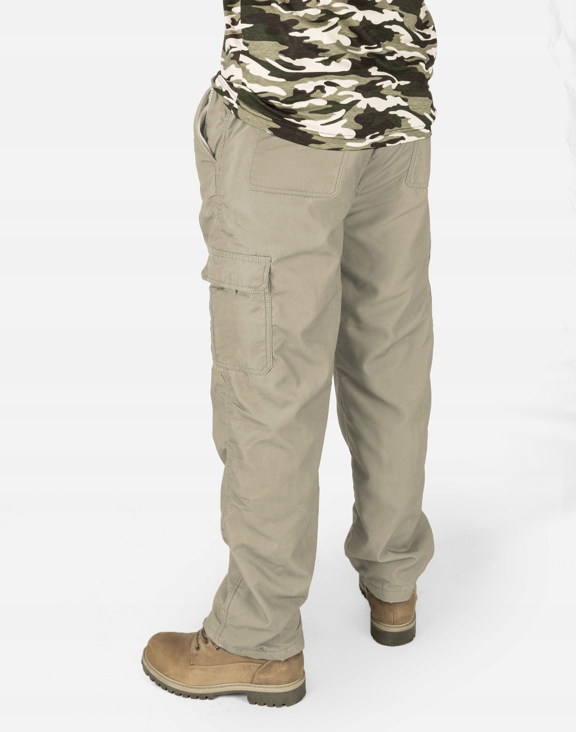 Spodnie Bojówki Ocieplane Ciepłe 1159 3XL beżowy Płeć mężczyzna