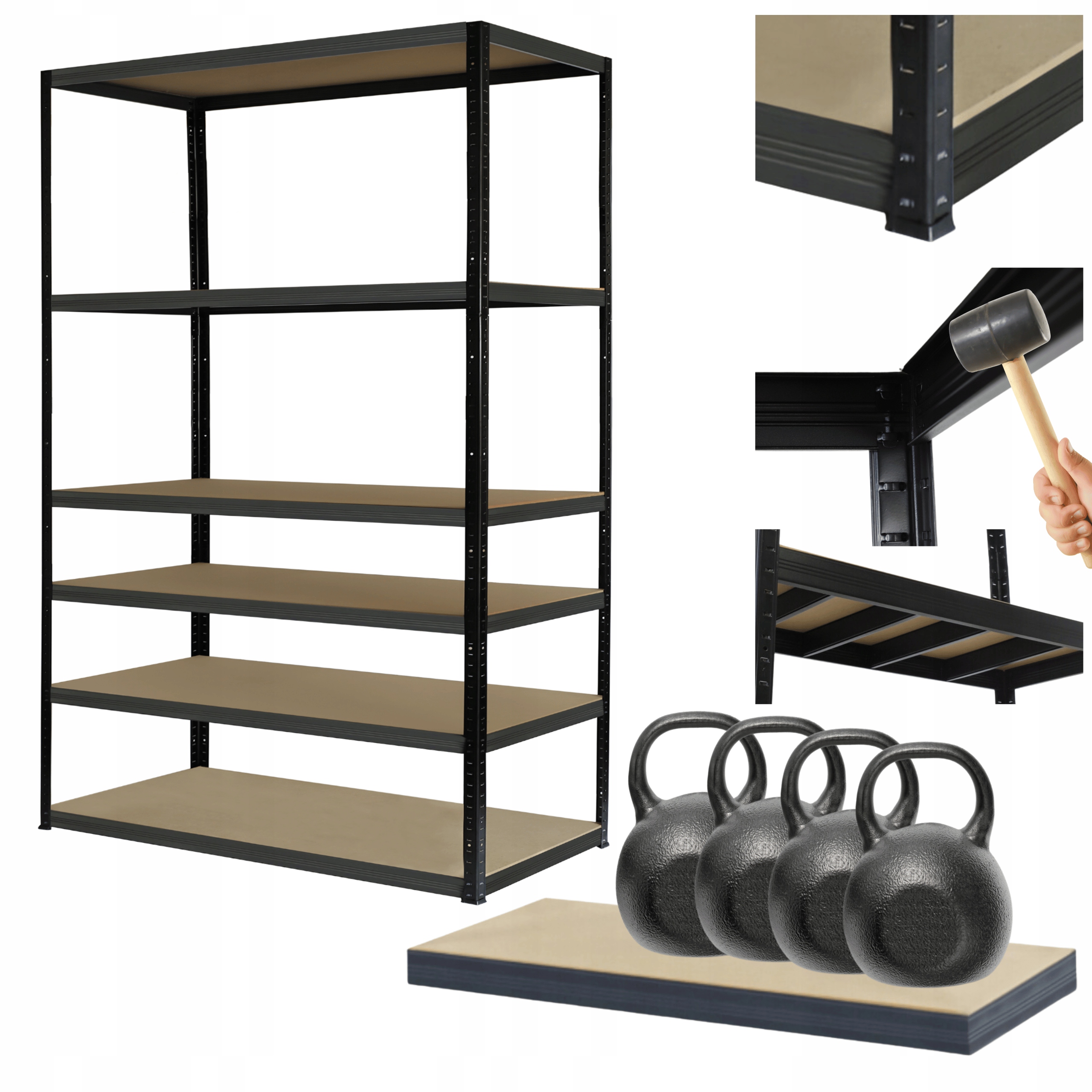 Kovový regál Premium Black stojan Helios 213x100x60 cm 6Px400kg 300TYS War