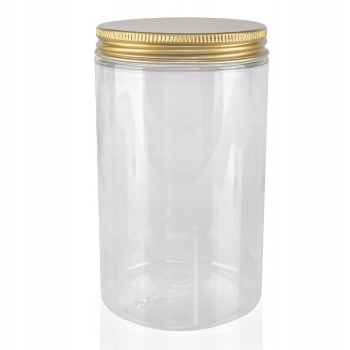 

Słoik plastikowy Pet 500ml z nakrętką Alu złotą