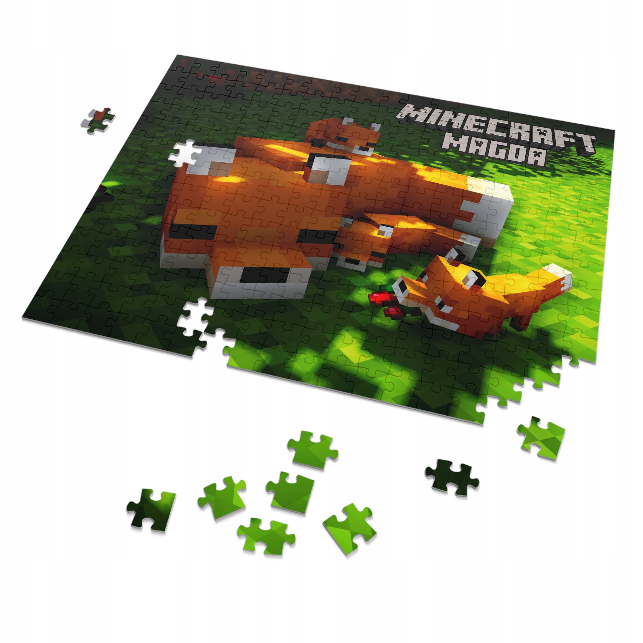 Puzzle + IMIĘ + pudełko MINECRAFT A4 70 el