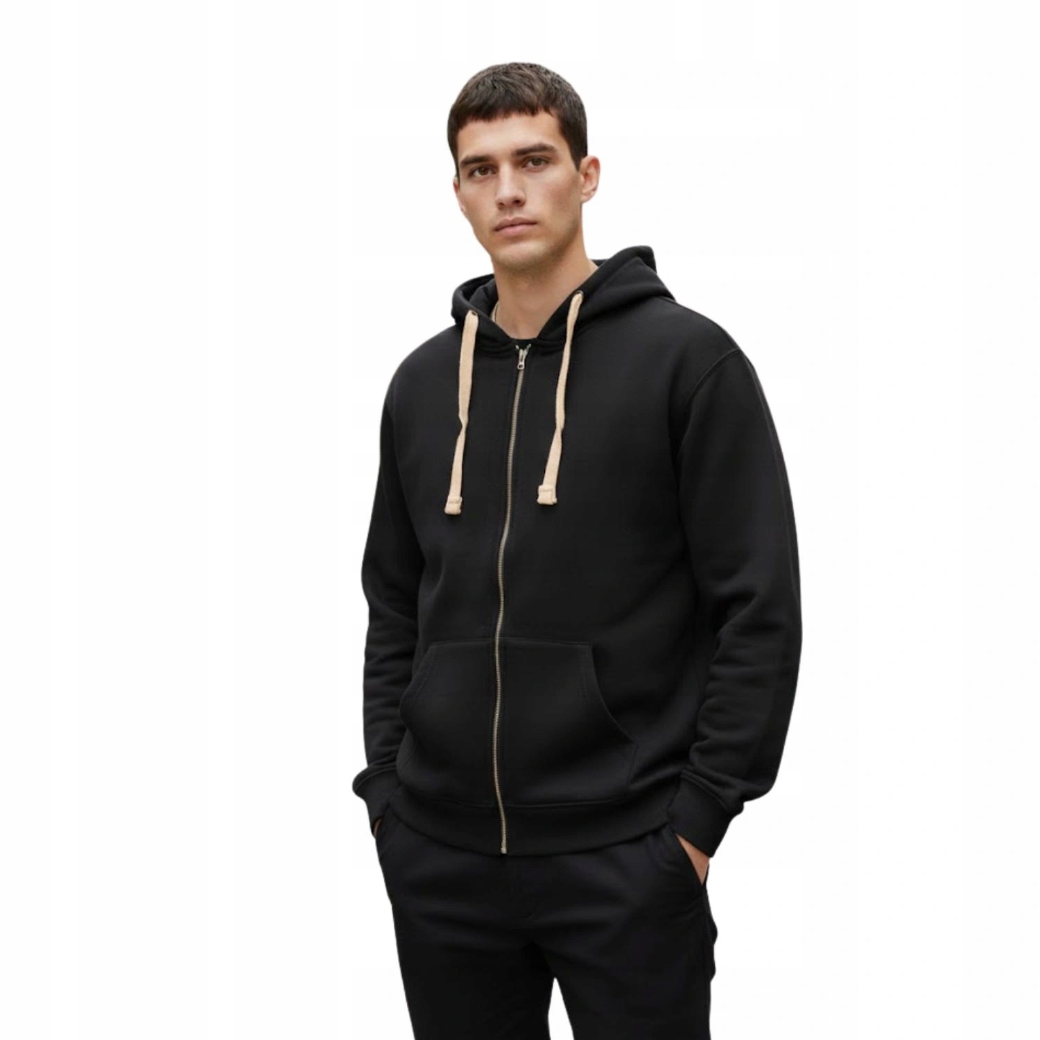 Pánská mikina Zara klasická bavlněná s kapucí černá vel. M