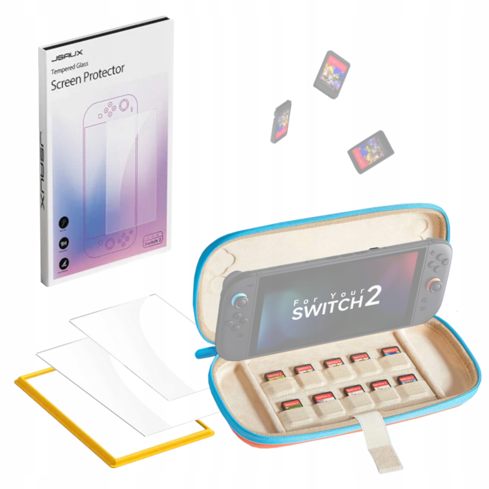 Szkło ochronne hartowane Etui Pokrowiec Pomarańczowe do Nintendo Switch 2