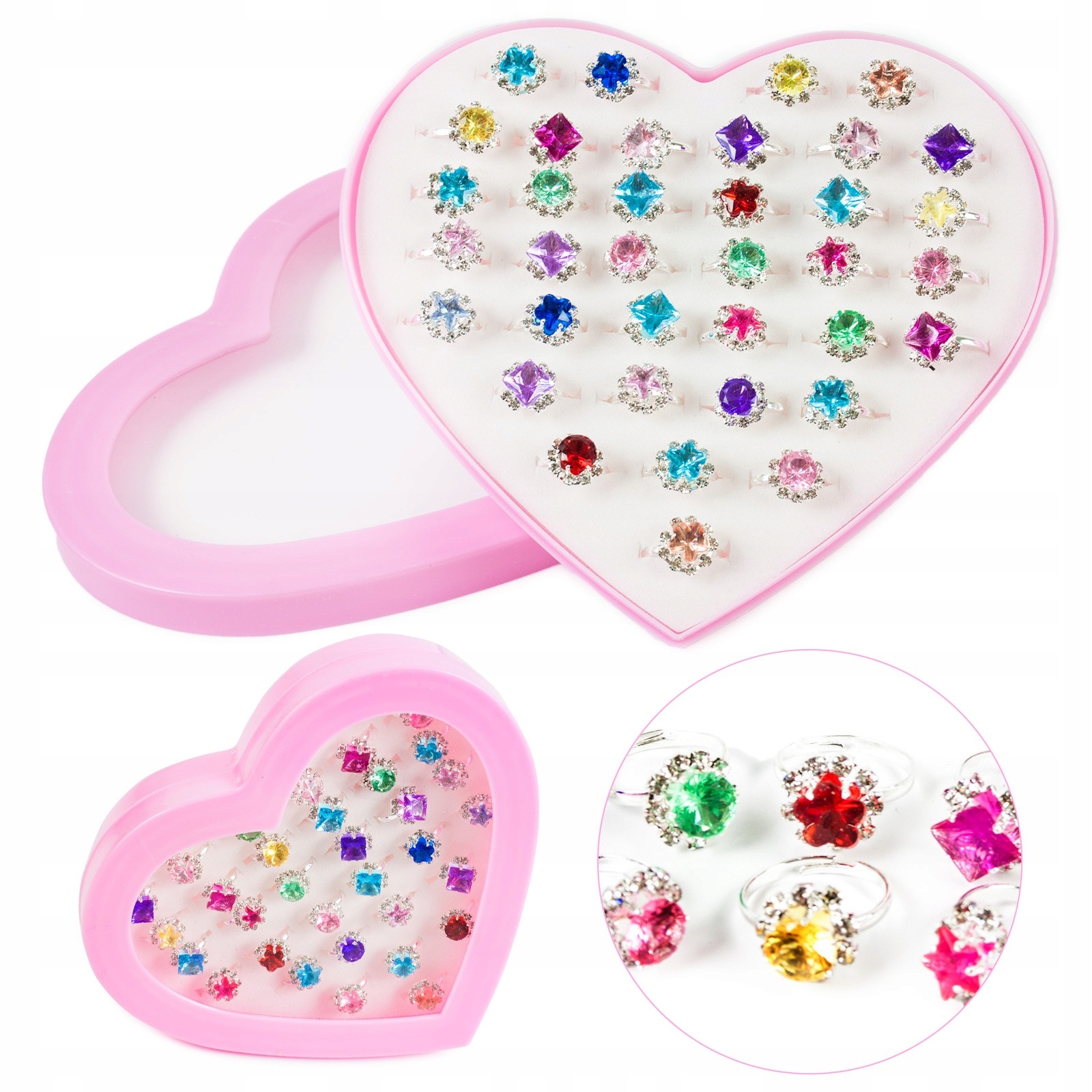 BIŻUTERIA PIERŚCIONKI DLA DZIEWCZYNKI zestaw BOX