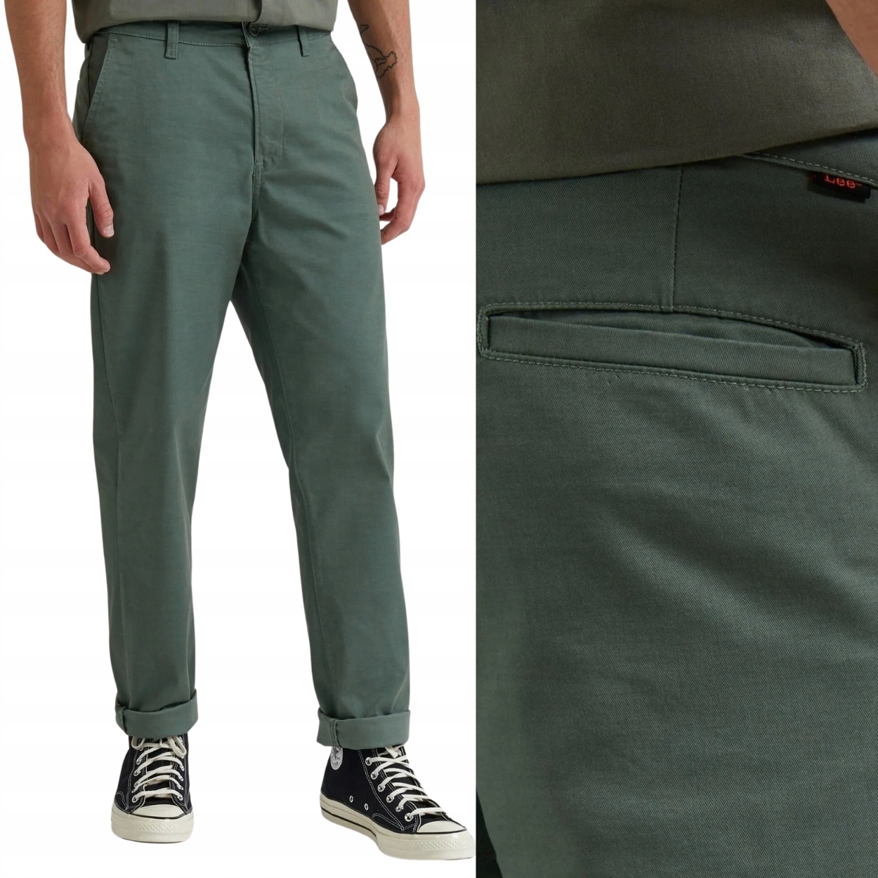 Lee Regular Chino Fort Green Klasické Zelené Chinosy W33 L34