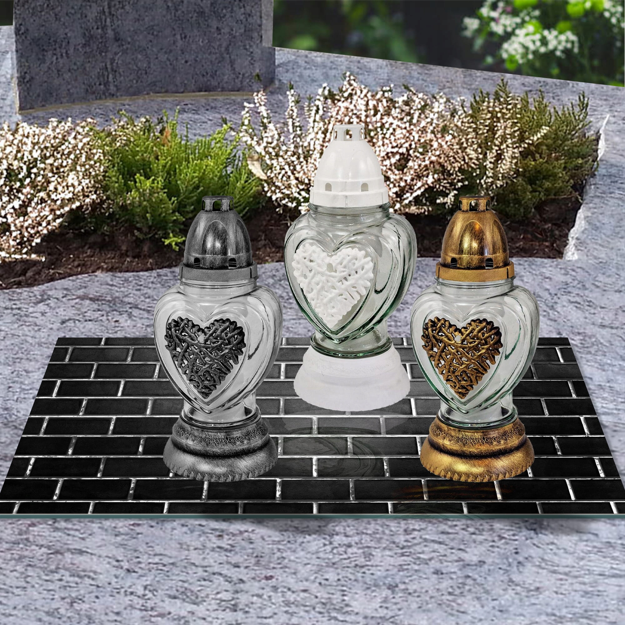 SZKLANA PODSTAWKA POD ZNICZE 60x30cm Mur 30d Materiał szkło hartowane