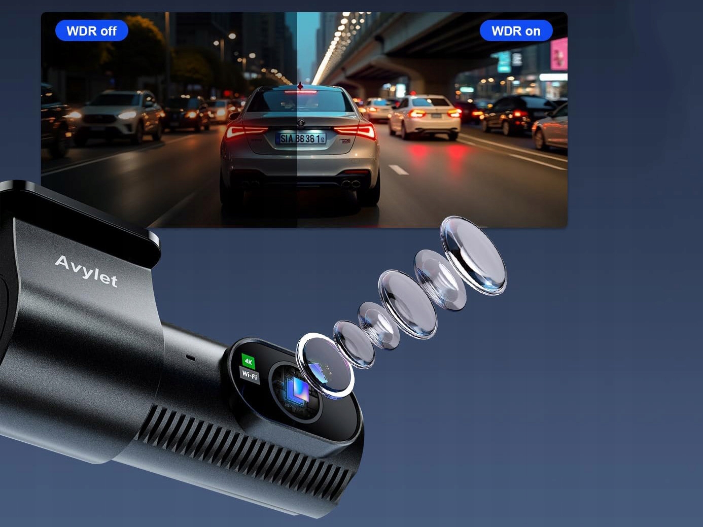 AVYLET Kamera Samochodowa 4K 1080P Przód Tył WiFi GPS Nocny Tryb 170° 150° — miniatura 11