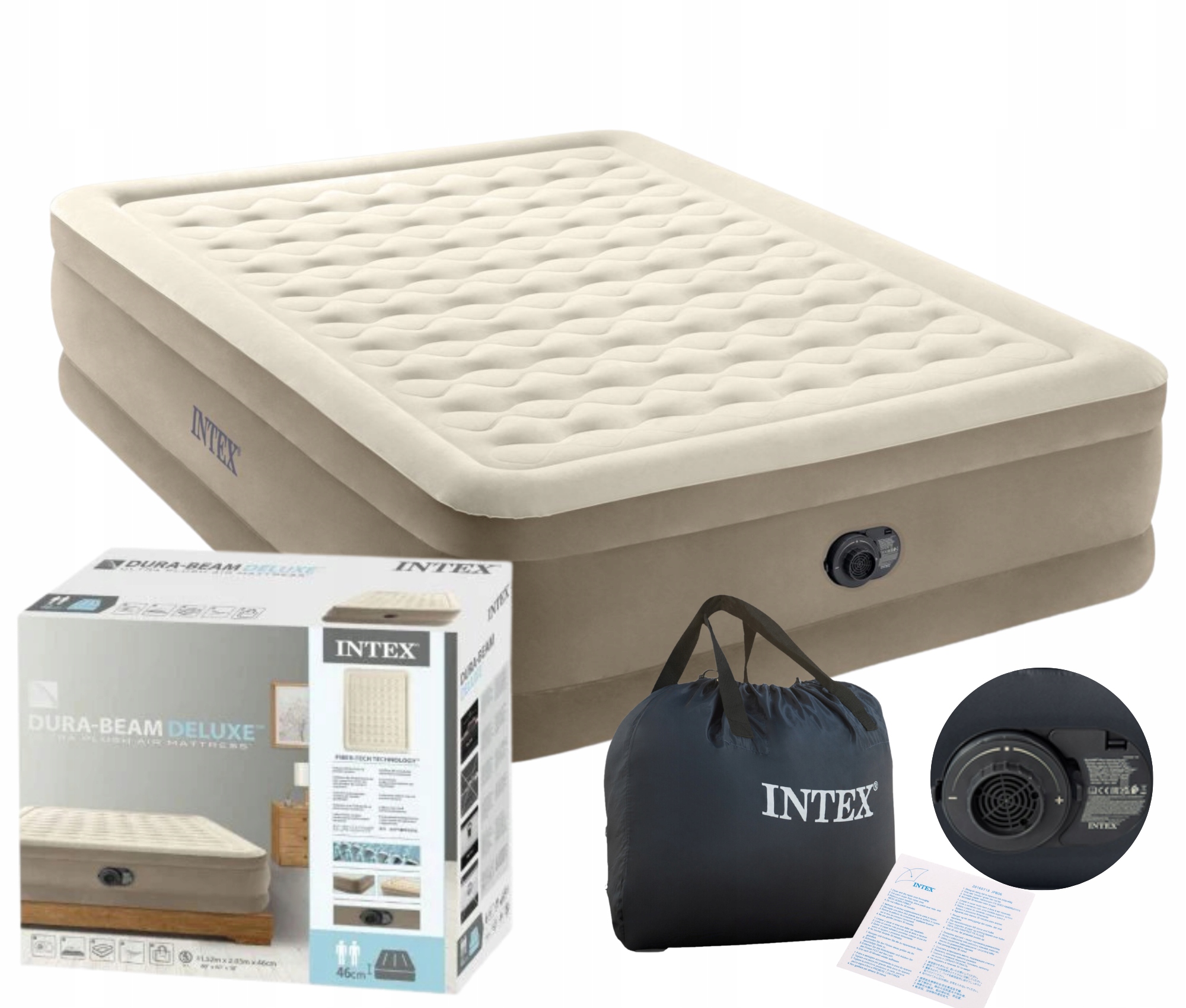 Materac dmuchany dwuosobowy 152 x 203 x 46cm Intex 64428 wbudowana pompka