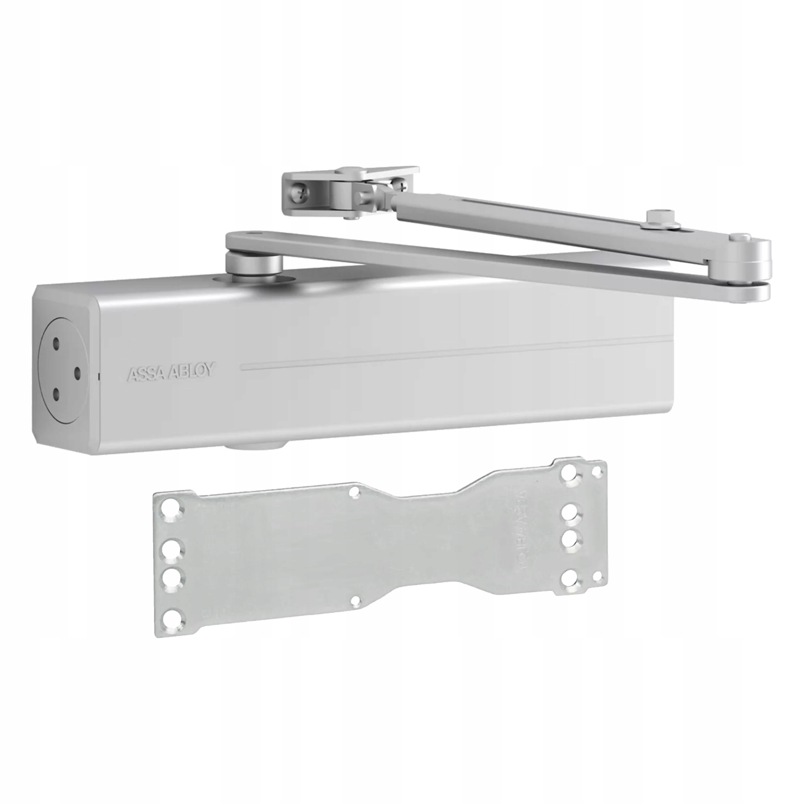 Samozavírač Assa Abloy DC300 s ramenem L190 a montážní deskou, stříbrný