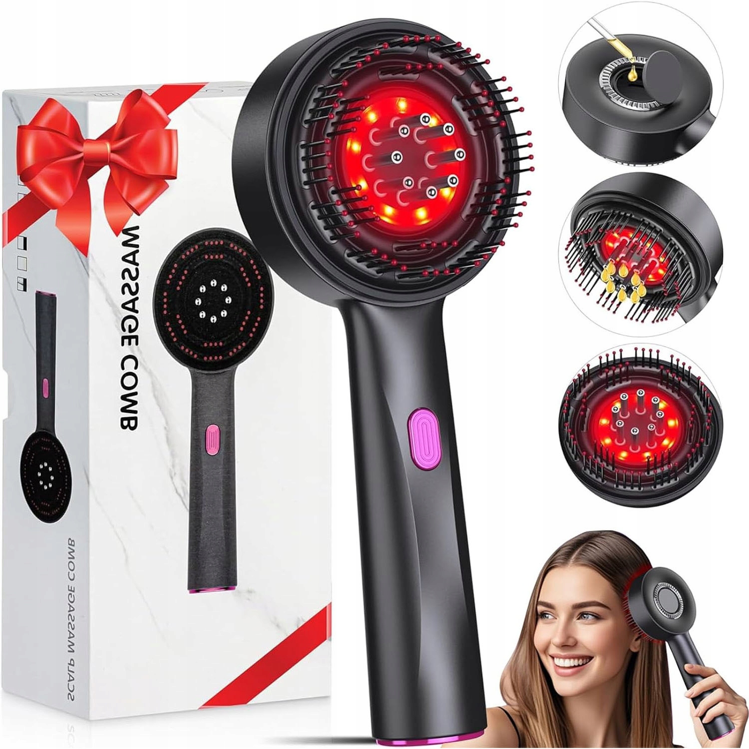 Masażer Do Skóry Głowy Elektryczny Grzebień Masujący Aplikator Wcierek