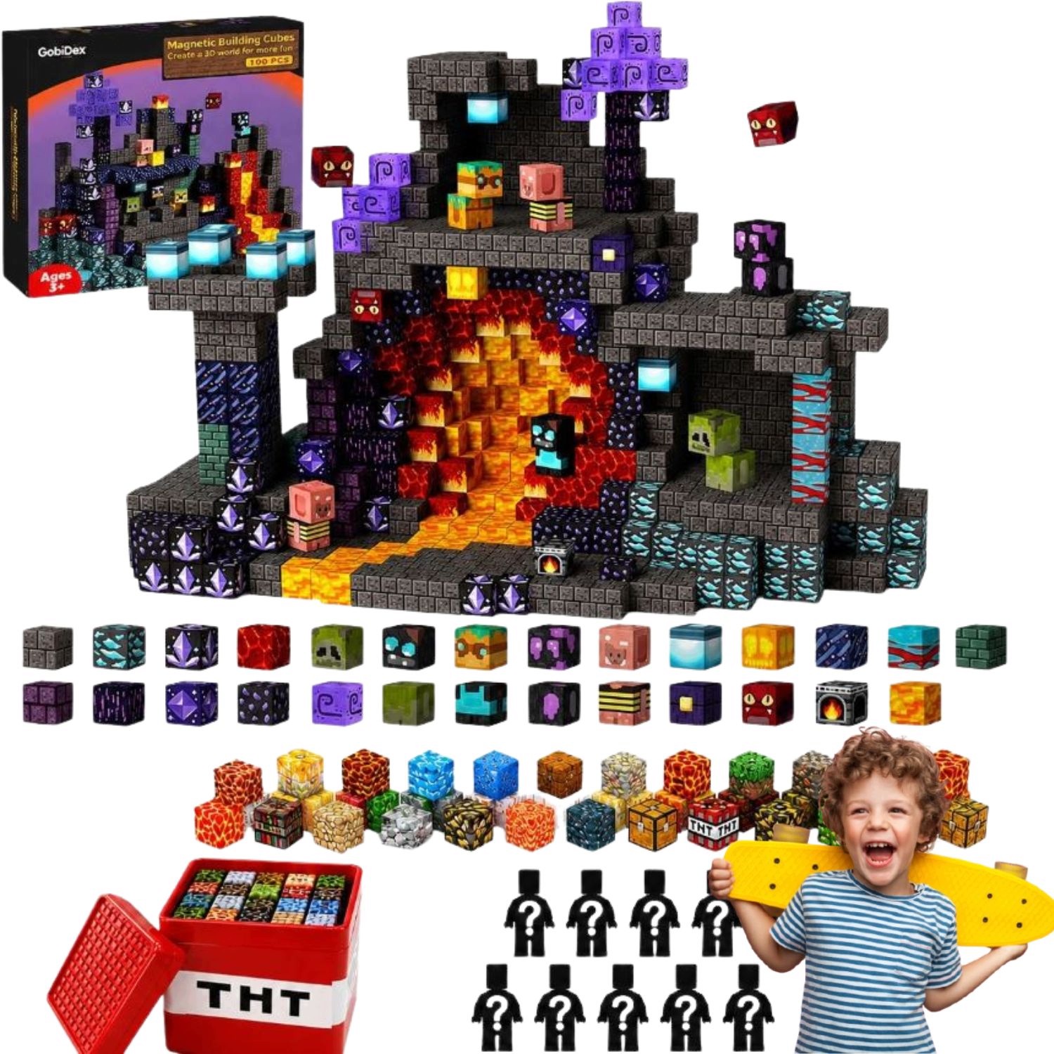 Klocki Minecraft Konstrukcyjne Magnetyczne Plastikowe 415 Ele. 15 Figurek