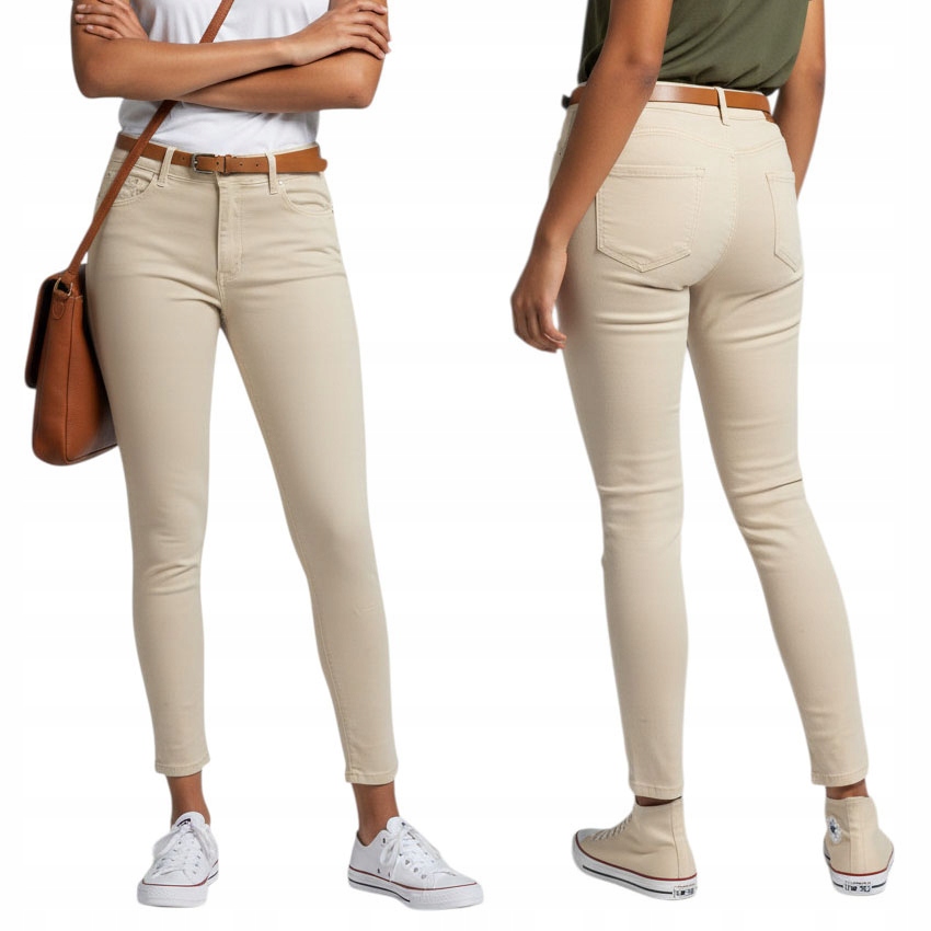 M.sara Damskie Spodnie Jeansowe Ruki Push-up 42 XL Beżowe