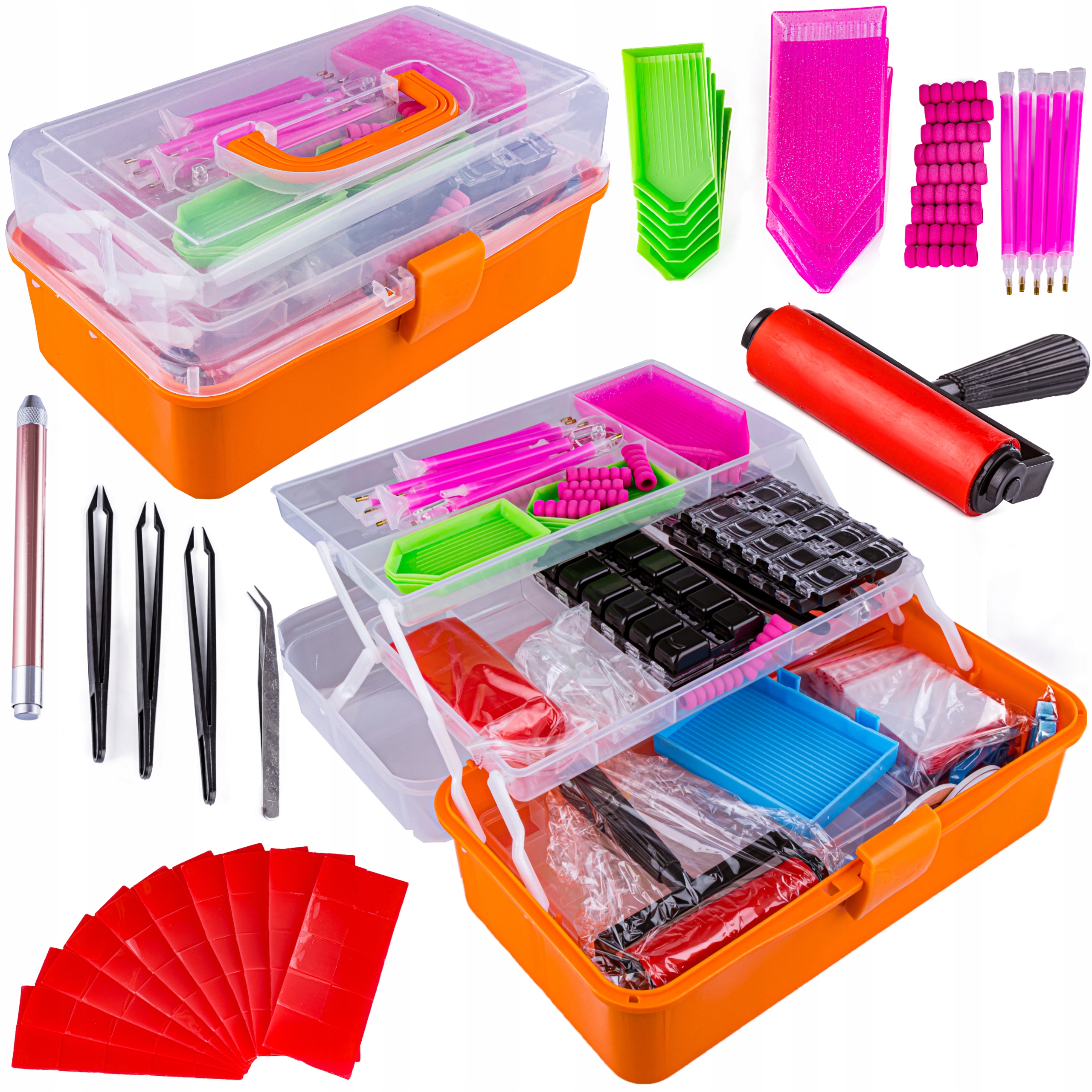 Velká Sada Příslušenství pro Výšivku Diamantový Kufřík Diamond Painting 574 Díly.