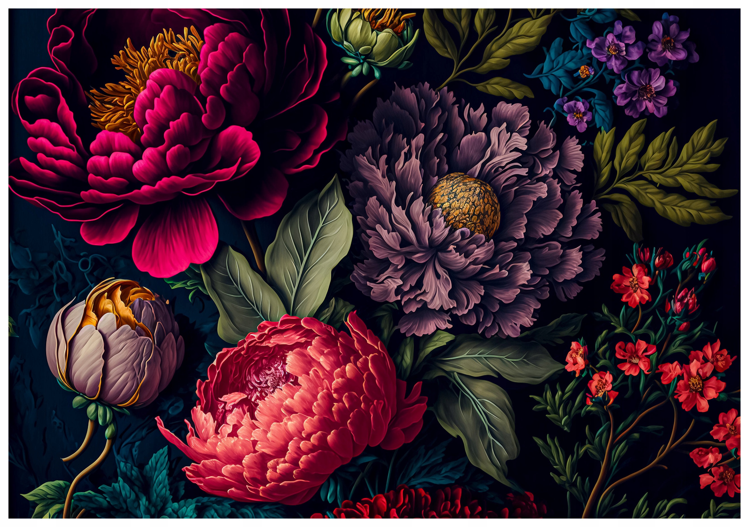 Fototapeta Pivoňky na tmavém pozadí vinyl 312x219 Luxusní a syté lepidlo