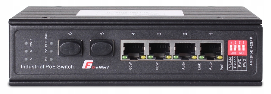 Switch Poe Getfort Průmyslový 4GE 2SFP