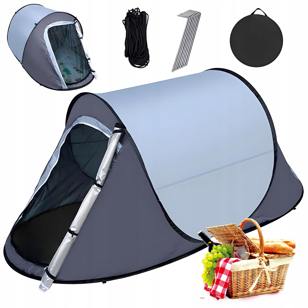 Namiot Turystyczny Automatyczny Podwójne Drzwi 2 Osoby Lekki Przenośny