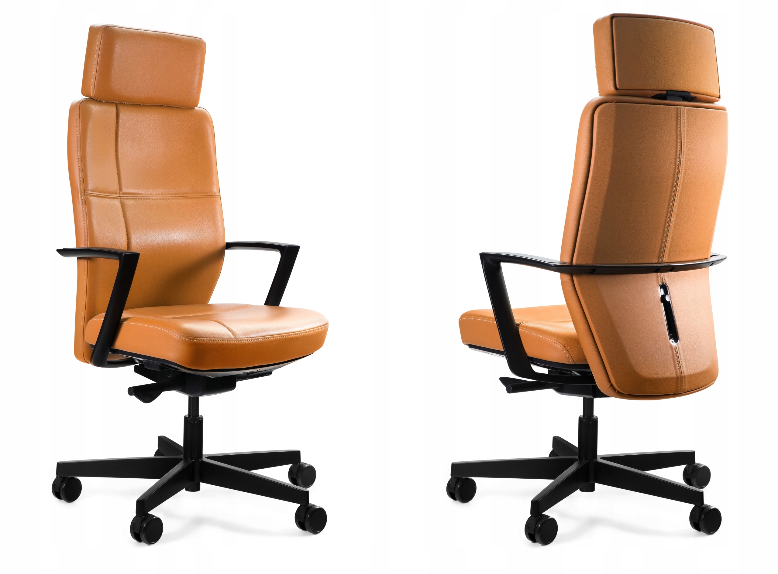 Krzesło Obrotowe Sonoma Brązowe Biurowe Skóra Gabinetowe