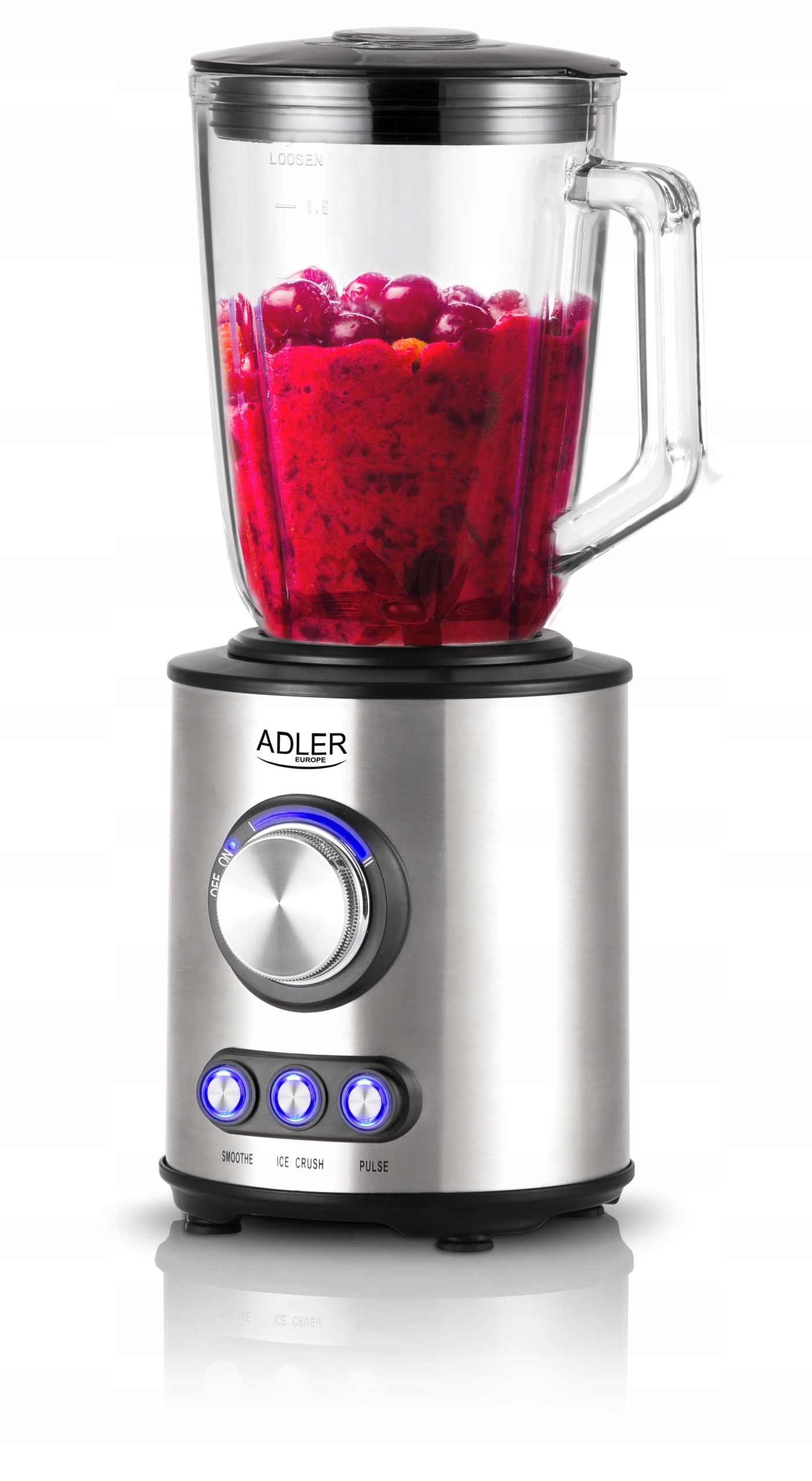 Stolní mixér se skleněnou nádobou Adler Ad 4078 1,5L Drcení ledu Mixér