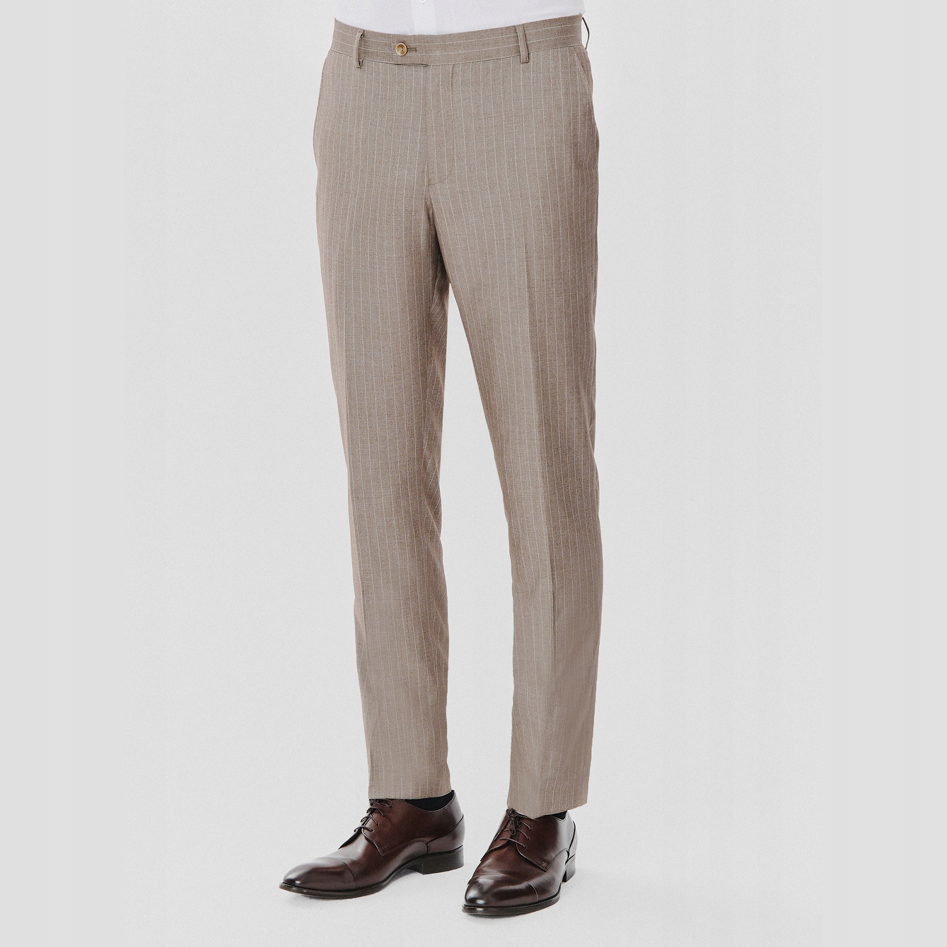 Béžové pruhované kostýmové kalhoty Pako Lorente vel 100/176