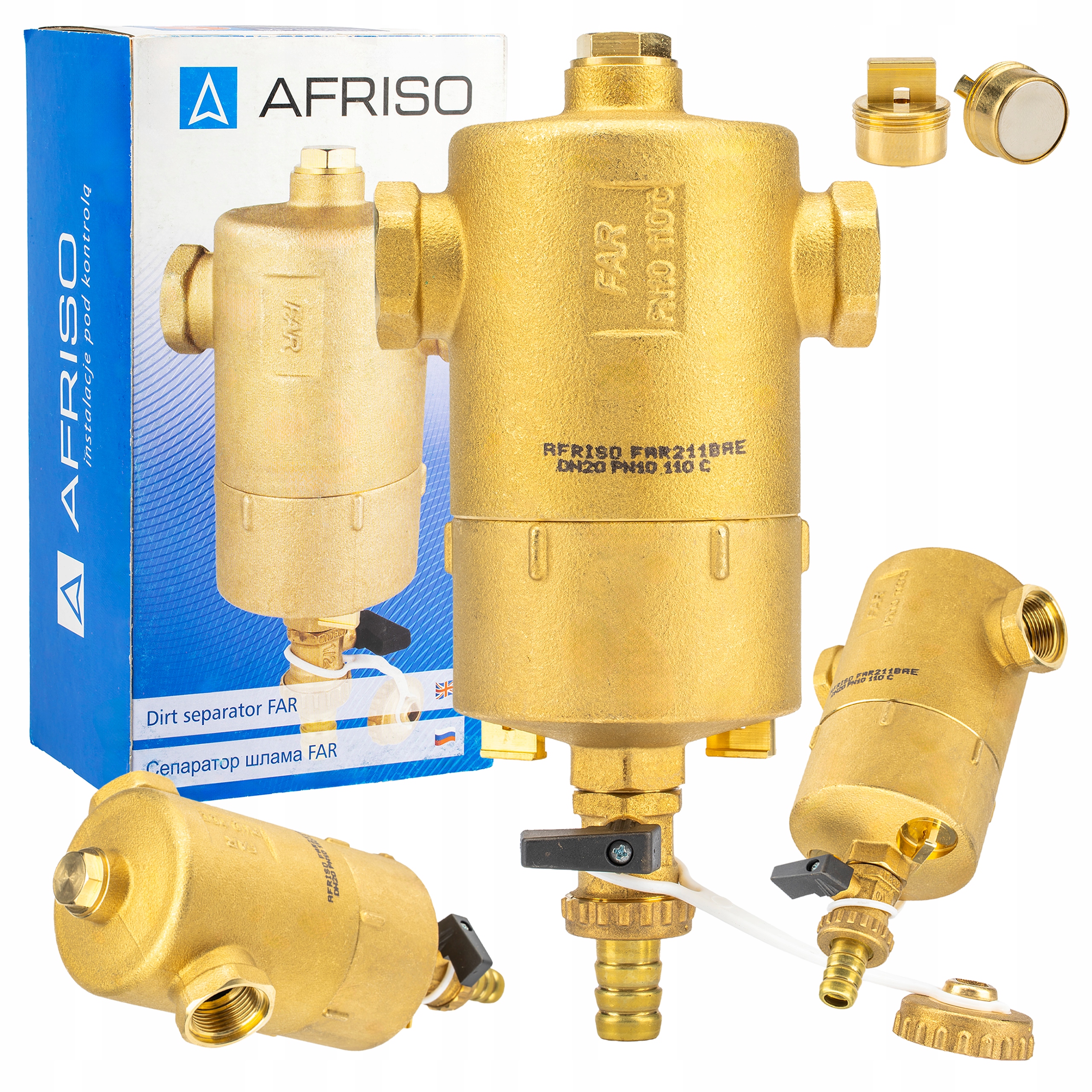 Separátor Magnetický Filtr Nečistot Mosazný 3/4 Palce Far 211 Afriso