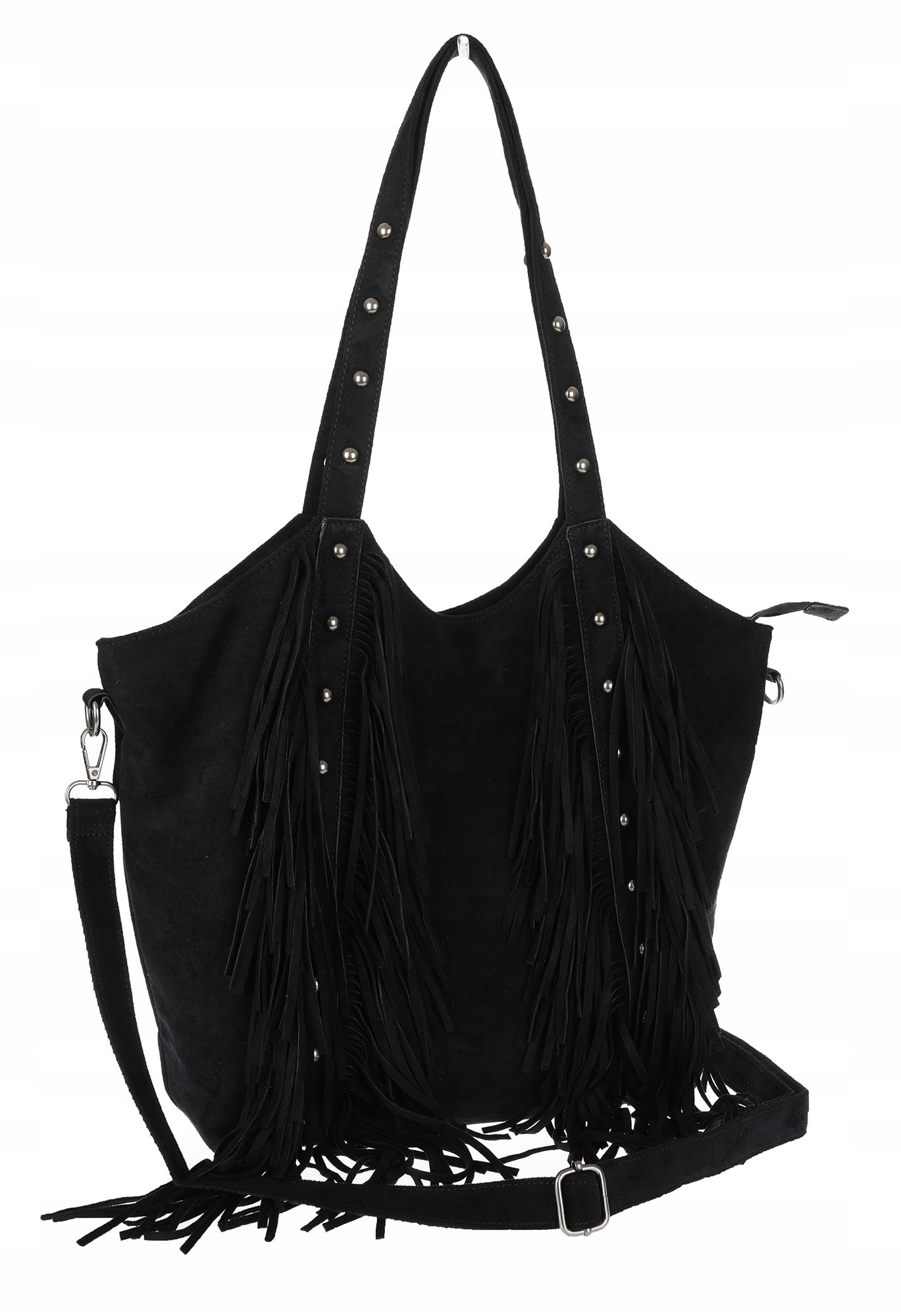 Dámská kabelka Semišová Třásně Shopper Taška přes rameno L3940 Černá