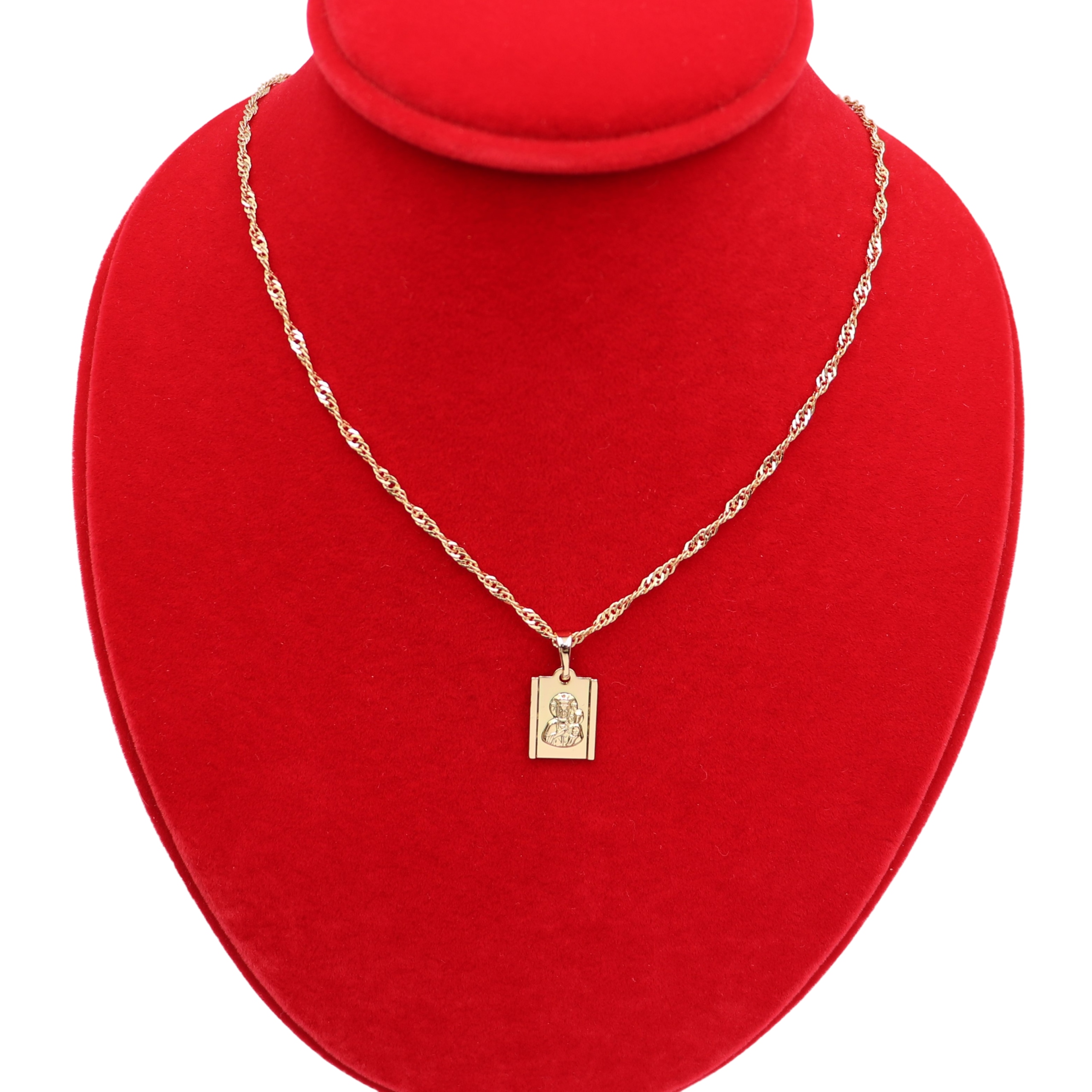 Złoty Komplet ze stali chirurgicznej 316L Z584 Medalik Matka Boska