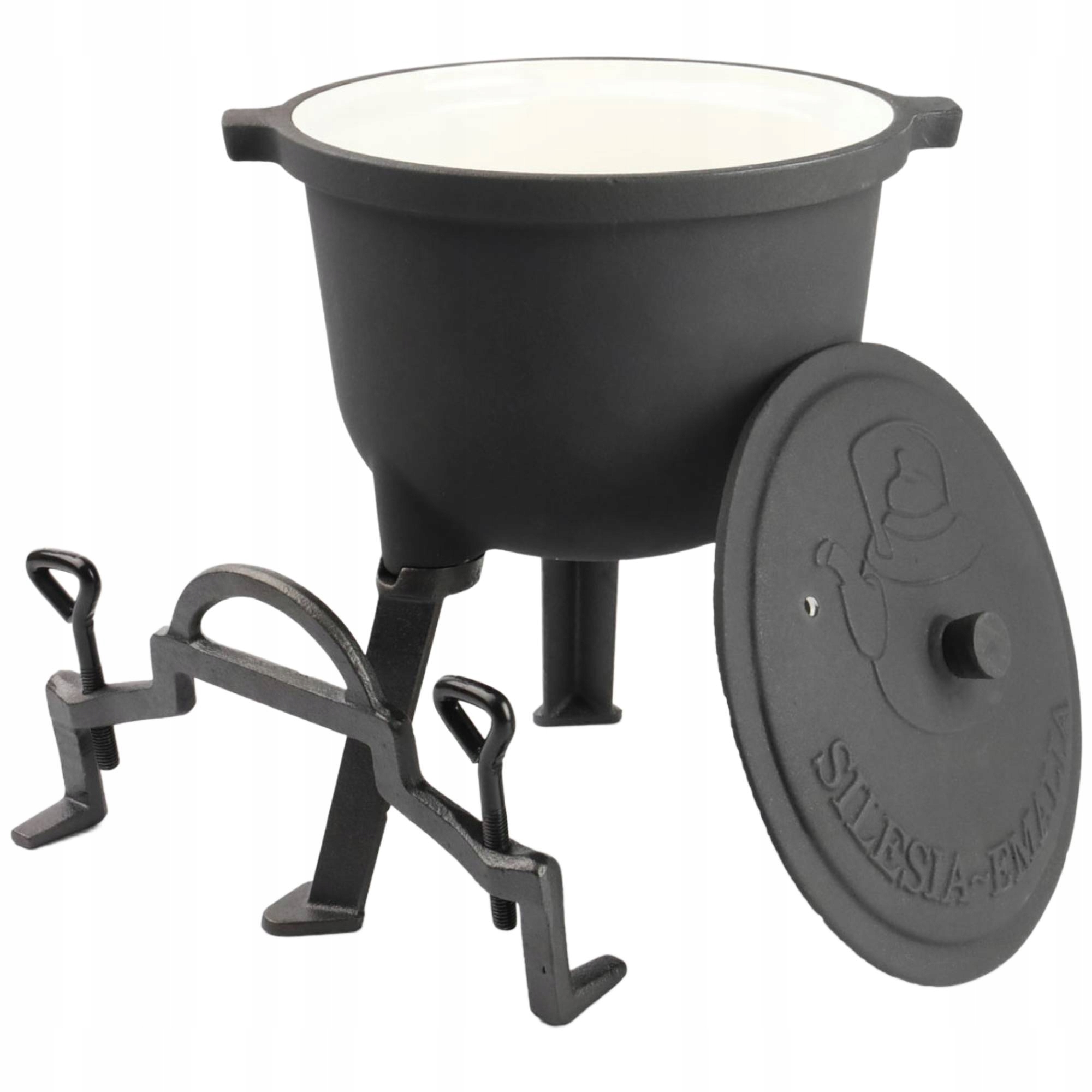 Lovecký Kotlík Smaltovaný Litinový Gar Hrnec 8 L Silesia Emalia