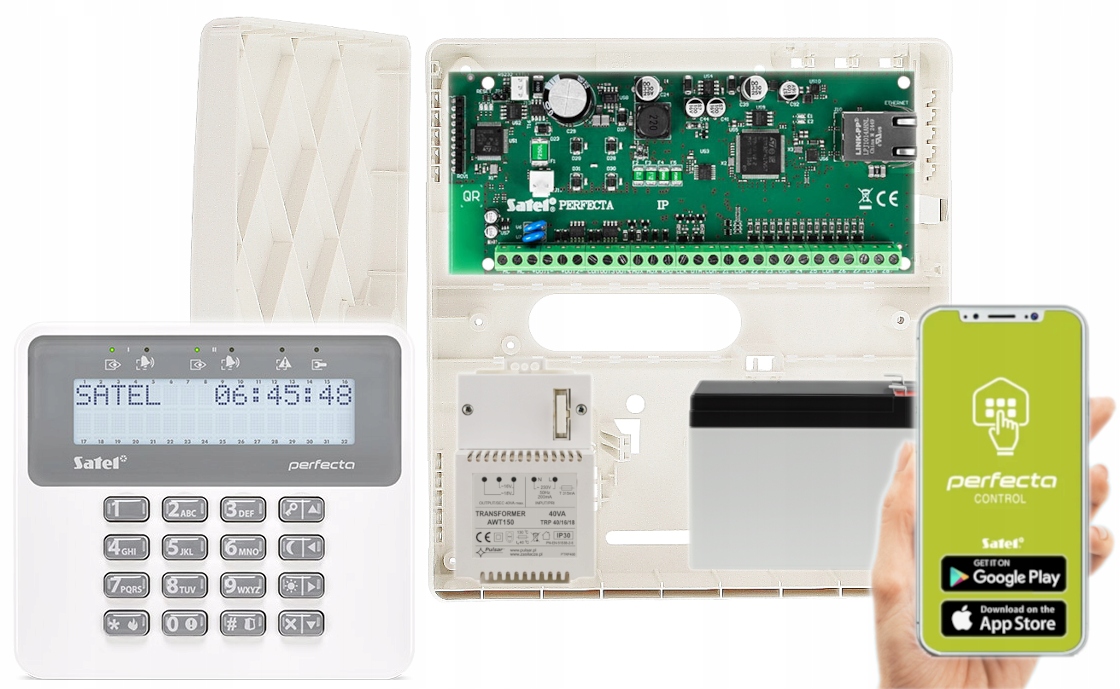 Zestaw Alarmowy Satel Perfecta-ip 64 M Ethernet Push Panel LCD App 4 Strefy