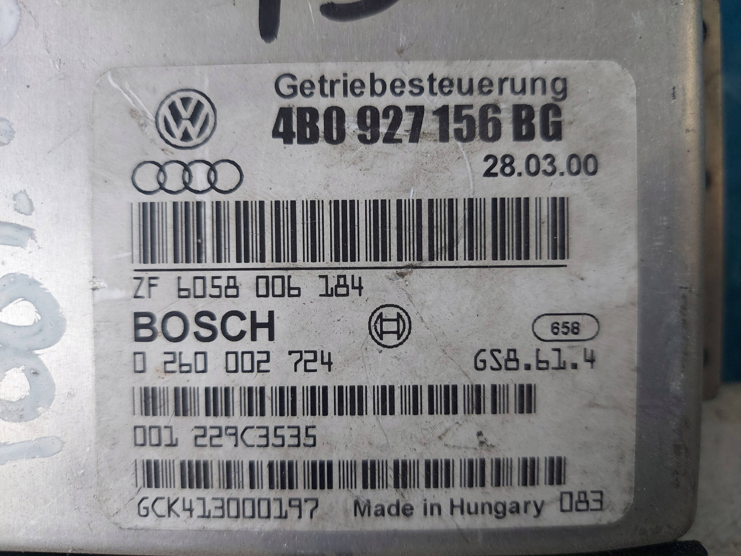 A6 C5 2.5 TDI 4B0927156BG unité de commande électronique uce boîte de vitesses