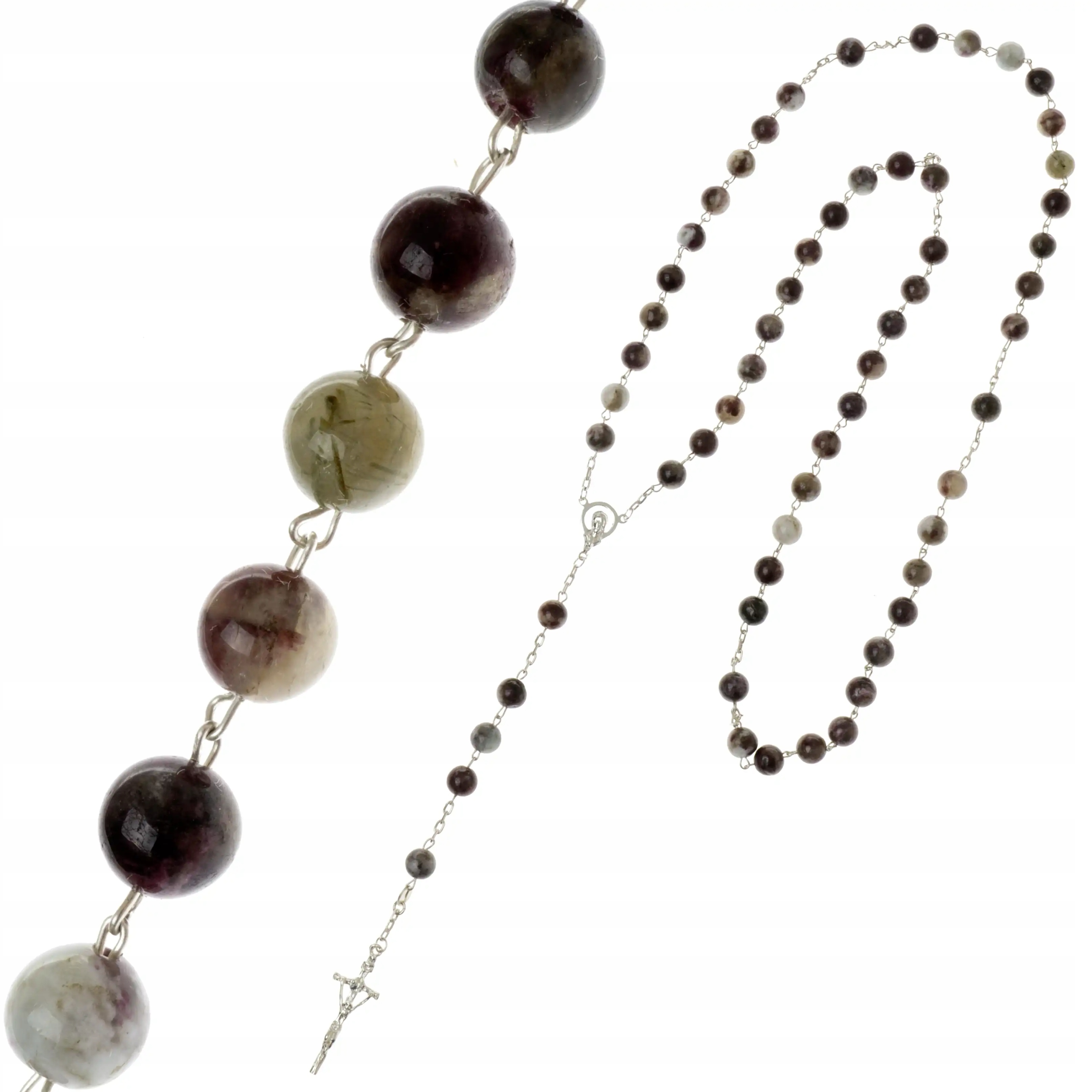 Stříbrný růženec přírodní kameny Turmalín dárek k Svatba pro manžele