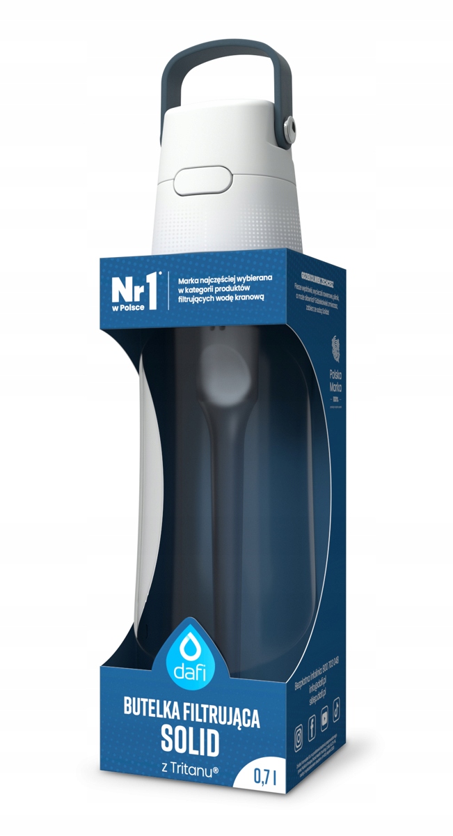 2 butelki Dafi: 0,5l turkusowa i 0,7l jeansowa Zestaw Model Solid