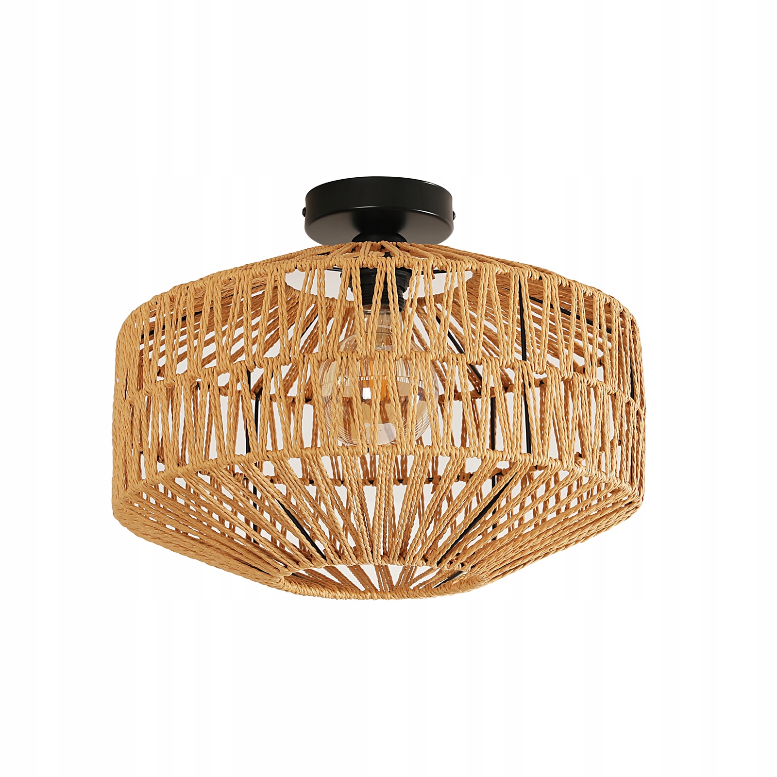 Lampa Sufitowa Rattanowa E27 Żyrandol Czarny Loft Vintage Comely
