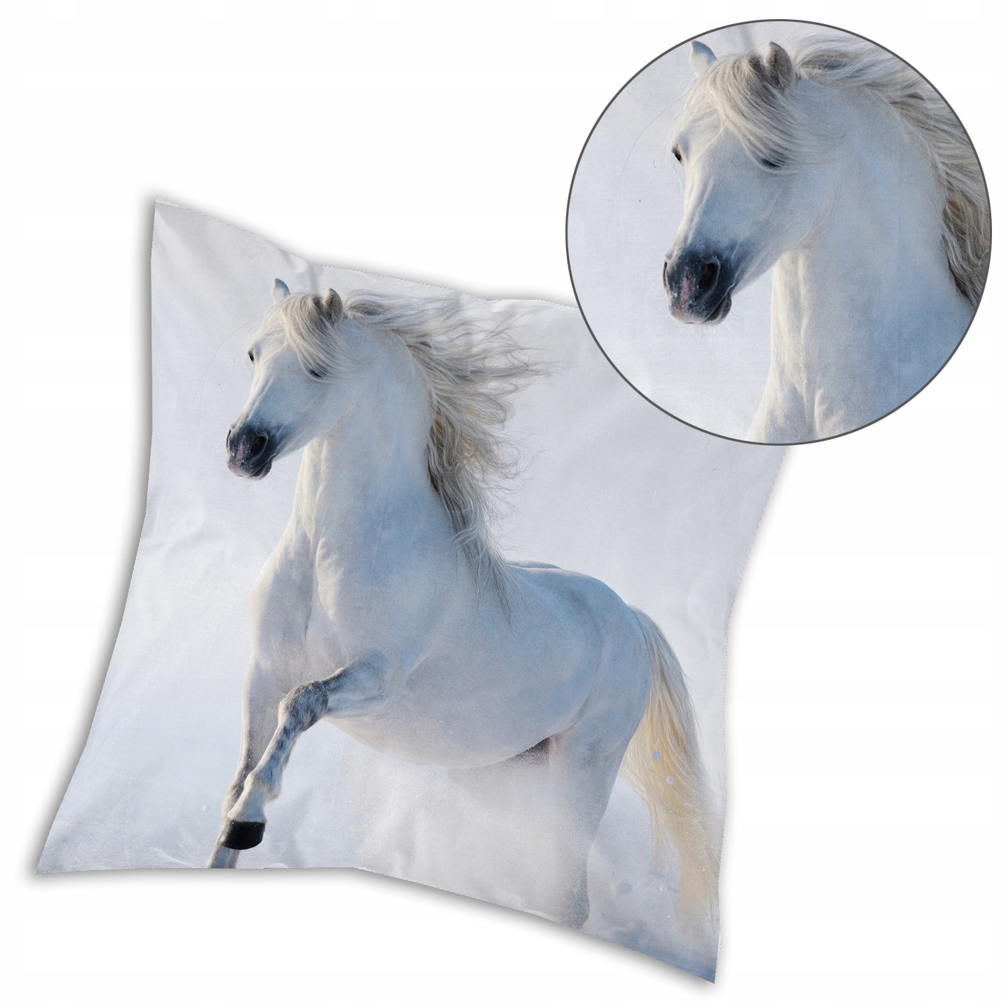 Poszewka na poduszkę 40x40cm KOŃ KONIK BIAŁY mikrofibra Marka Detexpol