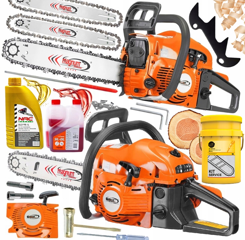 Piła Spalinowa Pilarka Łańcuchowa 5,2km 58cm3 2x łańc/prowad/Olej Mocna XXL