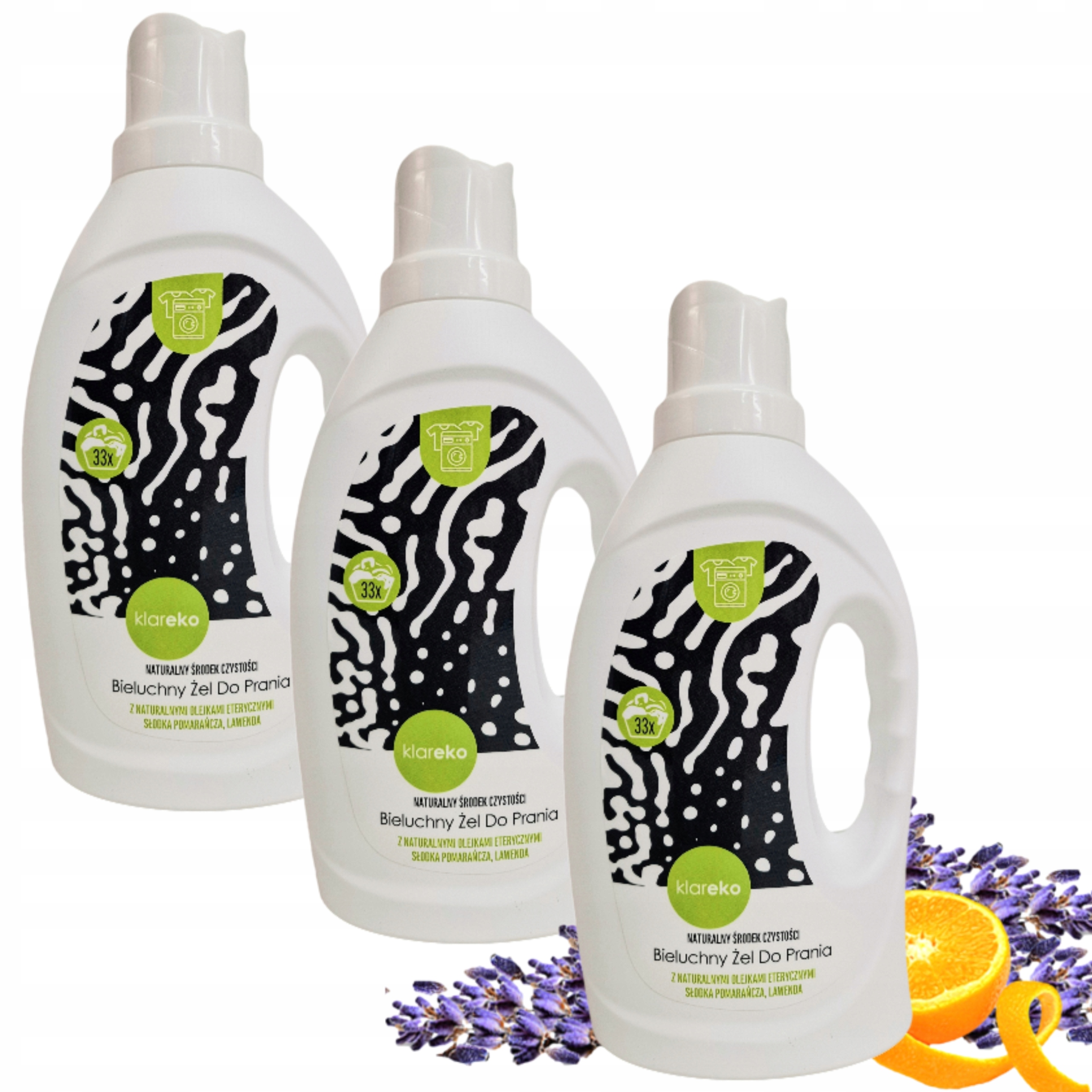 Levně 3x Tekutý prací prostředek na bílé prádlo Klareko *Sladký Pomeranč, Levandule
