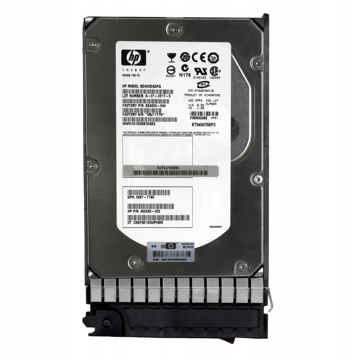 Hp 465329-002 466277-001 400GB 10K 16MB Fc 4Gbps 3.5'' BD400DADFQ