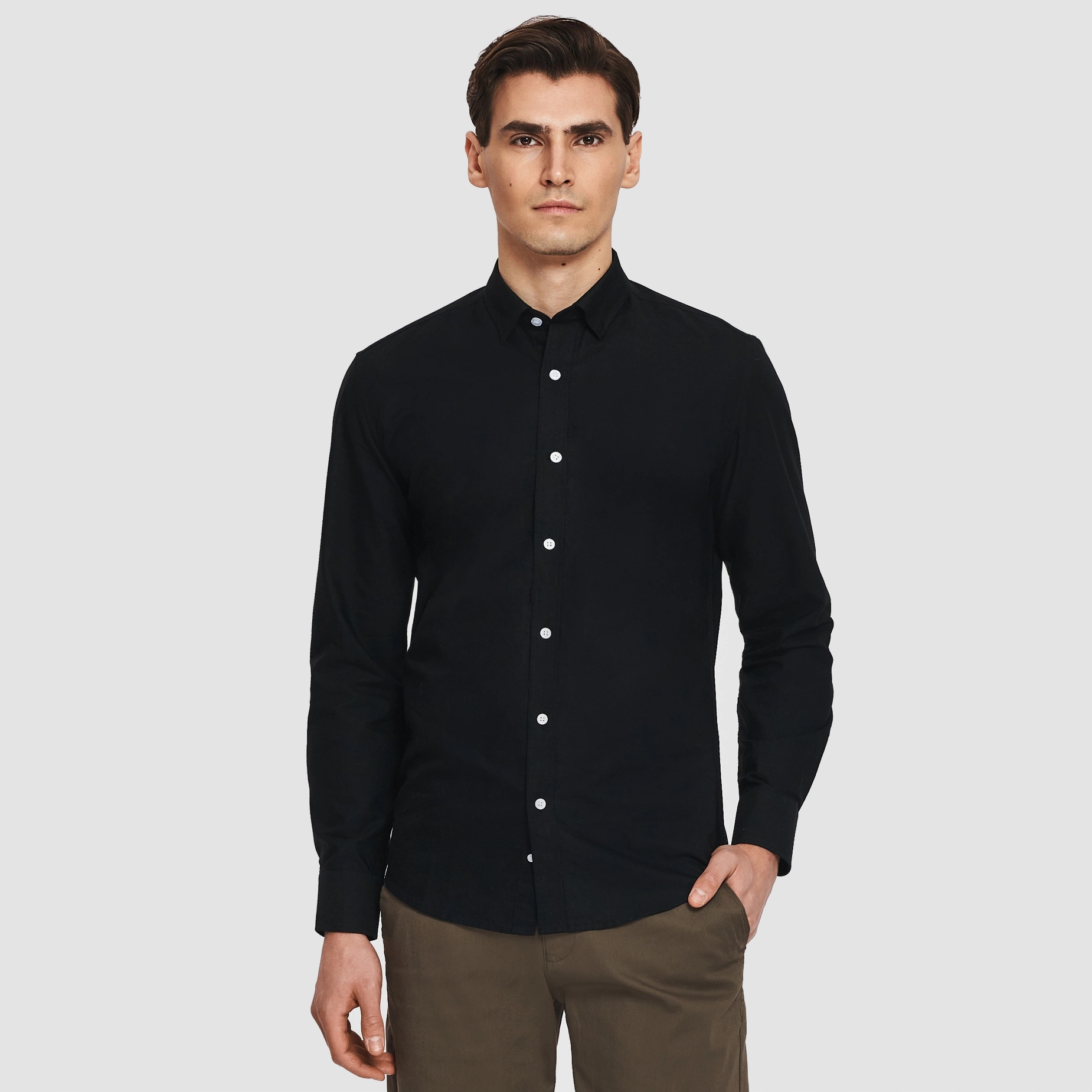 Černá pánská košile s dlouhým rukávem Slim Fit Pako Lorente vel XL